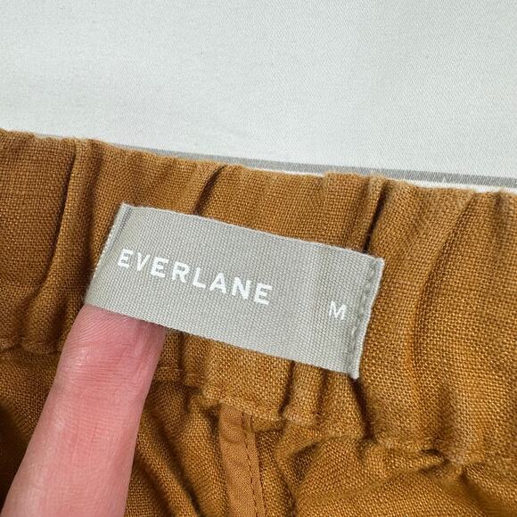Everlane Shorts Womens Medium Orange Brown Linen Boxer Relaxed Pull On Travel - Picture 5 of 14